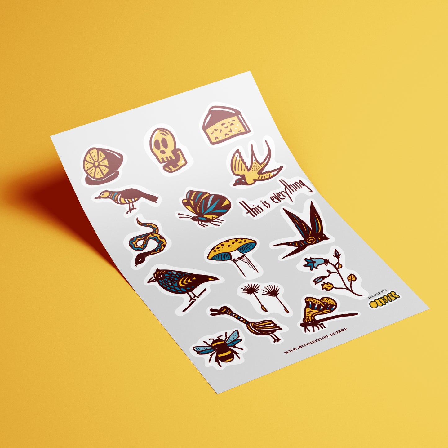 Stickerbogen "Flora, Fauna und ein Totenkopf"